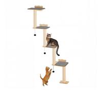 VEVOR Albero per Gatti a 4 Livelli, Set di Mobili da Parete per Gatti 35 x 27 cm con 4 Assi per Saltare, Trespolo per Gatti in Legno di Pino 12 mm Fino a 18,14 kg per Dormire, Giocare, Arrampicarsi