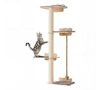 VEVOR Albero per Gatti Alto a 4 Livelli, Set di Mobili da Parete per Gatti 35 x 27 cm 4 Assi per Saltare, Trespolo per Gatti in Legno di Pino 12 mm Fino a 18,14 kg per Dormire, Giocare, Arrampicarsi