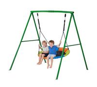 VEVOR Altalena da Giardino Telaio in Metallo a Forma di A per Bambini da Giardino Carico max 199,6 kg, Altalena a Disco Seduta Rotonda Diametro 101,6 cm da Esterno Cortile Parco, Verde e Colorata