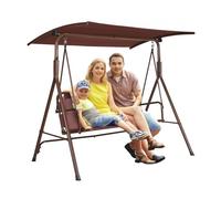 VEVOR Altalena da patio per 3 persone altalena con tettuccio regolabile marrone