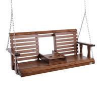 VEVOR Altalena in legno di cedro, 1523x710x600mm, Altalena da patio per cortile giardino, Capacità carico circa 400 kg, con Panca sedia a dondolo catene sospese per uso esterno, marrone