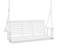 VEVOR Altalena in legno di cedro, 1702x710x600mm, Altalena da patio per cortile e giardino, Capacità carico circa 400 kg, con Panca sedia a dondolo catene sospese per uso esterno, bianca