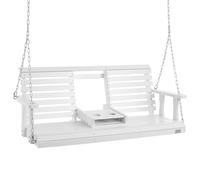 VEVOR Altalena per Portico in Legno, 1523x710x600mm, Panca per Cortile Giardino, Capacità Carico max. 400kg, Panca per Altalena Carichi Pesanti con Catene Sospese per Esterni, Bianco