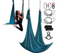 VEVOR Altalena per Yoga e Seta Aerea, 11 Metri, Kit Amaca per Yoga Aerea con Tessuto in Nylon da 100 g/m², Hardware Completo per L'attrezzatura e Guida di Installazione Facile Verde