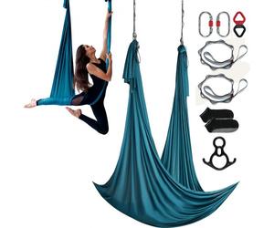 VEVOR Altalena per Yoga e Seta Aerea, 11 Metri, Kit Amaca per Yoga Aerea con Tessuto in Nylon da 100 g/m², Hardware Completo per L'attrezzatura e Guida di Installazione Facile Verde