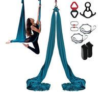 VEVOR Altalena per Yoga e Seta Aerea, 8,7 iarde, Kit Amaca per Yoga Aerea con Tessuto in Nylon da 100 g/m², Hardware Completo per L'attrezzatura e Guida di Installazione Facile, Verde