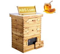 VEVOR Alveare in Legno Arnia 30 Favi, Alveare Legno di Abete Rivestito con Cera d'Api, 2 Cassette per Api Profonde + 1 Media, Set di Alveari Langstroth, Finestre in Acrilico Trasparente