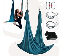 VEVOR Amaca e Altalena per Yoga Aerea, 5,5 Metri, Starter Kit per Yoga Aerea con Tessuto in Nylon da 100 g/m², Hardware Completo e Guida di Installazione Facile, Volo Antigravità Verde
