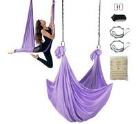 VEVOR Amaca e Altalena per Yoga Aerea, Kit per Principianti Yoga con Tessuto in Nylon da 100 g/m², Installazione Semplice, Volo antigravità per Bodybuilding Fitness di Tutti i Livelli, Viola