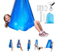 VEVOR Amaca Yoga per Allungamento in Tessuto a Doppio Strato, Altalena per Yoga Aereo, con Sospensione Rotante a 360° e Capacità di Carico Massima di 136,07 kg, Altalene Sospese Multicolore Azzurro