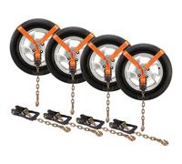 VEVOR Ancoraggio per Auto con Ancoraggi a Catena, Cinghie per Pneumatici 2"x120", Carico di Lavoro 5865 LBS, Resistenza alla Rottura 11023 LBS, per ATV, SUV, UTV, Camion, Confezione da 4