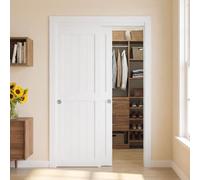 VEVOR Ante Scorrevoli per Armadi 2 Pannelli 1219 mm x 2032 mm Colore Bianco | a Bypass Interamente in Legno con Kit di Binari e Guida a Pavimento, Design Salvaspazio per Camere da Letto e Guardaroba