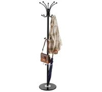 VEVOR Appendiabiti da Terra 370 x 370 x 1760 mm Appendiabiti in Metallo con Portaombrelli, Base in Marmo Stabile e 14 Ganci, per Ingresso, Camera da Letto, Soggiorno, per Cappelli, Sciarpe, Borse
