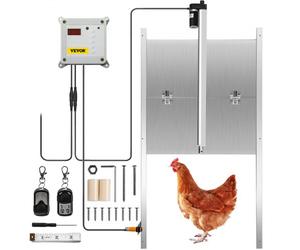 VEVOR Apriporta Automatico per Pollaio da 12V, 30x30CM per Porta Automatica per Pollaio Sensore di Luce del Timer a Infrarossi con 2 Telecomandi, Gabbia per Polli Uso per Tutte Polli Anatre Galline