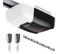 VEVOR Apriporta da Garage con Forza di Trazione di 800 N Bianco e Nero, Trasmissione a Catena per Impieghi Gravosi, Binario a 4 Sezioni, 2 Telecomandi e Luci LED, Controllo One Touch Interno Auto