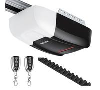 VEVOR Apriporta per Garage con Forza di Trazione di 1000 N Bianco e Nero, Trasmissione a Cinghia Silenziosa, Binario Resistente a 4 Sezioni, 2 Telecomandi e Luci LED, Controllo One-touch da Interno