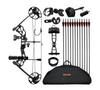 VEVOR Arco Composto da Tiro con L'Arco, Set Arco da Caccia Regolabile da 482,6 a 762 mm, Peso di Trazione da 8,62 a 31,75 kg Kit per Destrimani con Attrezzatura da Caccia, 320 FPS, Nero