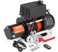 VEVOR Argano Elettrico 2722 kg Argano per Camion 12 V CC con Φ0,6 x 1676,4 cm di corda sintetica in Alluminio, Passacavo, Telecomando Senza Fili e Cablato, per Traino di Fuoristrada SUV Camion Jeep