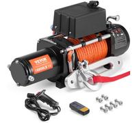 VEVOR Argano Elettrico 4536 kg Verricello per Camion 12 V CC con Passacavo in Alluminio Sintetico Φ0,9 x 1981,2 cm Telecomando Senza Fili e Cablato, Impermeabile IP55 per Traino Fuoristrada SUV Jeep