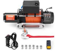 VEVOR Argano Elettrico 4536 kg Verricello per Camion 12 V CC con Passacavo in Alluminio Sintetico Φ0,9 x 1981,2 cm Telecomando Senza Fili e Cablato, Impermeabile IP55 per Traino Fuoristrada SUV Jeep