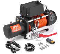 VEVOR Argano Elettrico 6123 kg Argano per Camion 12 V CC con Cavo in Acciaio Φ1,0 x 2438,4 cm di Corda Sintetica in Alluminio, Passacavo, Telecomando Senza filI e Cablato, Traino Fuoristrada SUV Jeep