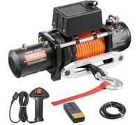 VEVOR Argano Elettrico 6123kg 12V con Corda Sintetica e Doppio Telecomando | Corda Sintetica da 9,5mm x 24m con Comando Wireless e Cablato, Ideale per Traino Fuoristrada di Camion, SUV, Jeep e 4x4