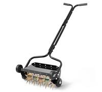 VEVOR Arieggiatore Manuale a Spinta da 500mm con 4 Ruote e Maniglia, Rullo Costipatore con Supporto Aggiuntivo 18,14kg, Scarificatore Manuale per Aerazione Prato Giardino Cortile e Salute del Terreno