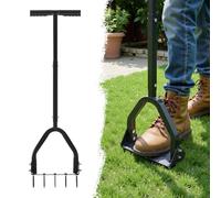 VEVOR Arieggiatore Manuale per Prato da 23,5 cm Aeratore a Spinta da Prato Terreno in Metallo Compatti per Giardino Cortile Campi con Punti in Ferro 15 x 6 cm Arieggiatore Manico Lungo Piastra Larga