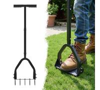 VEVOR Arieggiatore Manuale per Prato da 23,5 cm Aeratore a Spinta da Prato Terreno in Metallo Compatti per Giardino Cortile Campi con Punti in Ferro 15 x 6 cm Arieggiatore Manico Lungo Piastra Larga