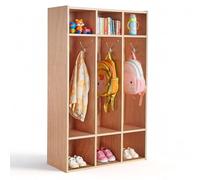 VEVOR Armadietto Guardaroba per Bambini 3 Scomparti in Legno Armadio Porta Cappotti Scarpe per Bambini da Asilo Nido Scuola Materna Area Scolastica, Dimensioni Generali da 69,8 x 31,5 x 116 cm