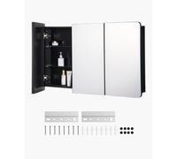 VEVOR Armadietto per Medicinali 1017 x 647 mm Armadietto per Medicinali a Specchio, 3 Ante a Specchio, Ripiani in Vetro Regolabili, Installazione a Incasso e a Parete, Telaio Alluminio di Alta Qualità