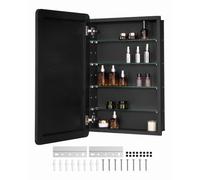 VEVOR Armadietto per Medicinali 508 x 762 mm Armadietto per Medicinali con Specchio per Bagno con Anta a Specchio e Ripiani in Vetro Regolabili, Installazione a Incasso e a Parete, Telaio in Alluminio