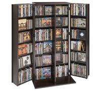 VEVOR Armadietto Porta CD DVD Portaoggetti Multimediale 6 Ripiani, Mobiletto per CD DVD Giochi con Ante Ripiani Regolabili da Ufficio Studio Soggiorno, Mobiletto Portaoggetti 610x368x1270 mm, Marrone