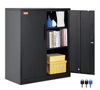 VEVOR Armadietto portaoggetti 2 Ante Magnetiche 4 Ripiani Regolabili, capacità 200 libbre Ripiano, Armadietto Portaoggetti in Acciaio, Armadietto da 42'' con 3 Chiavi, per Ufficio, Garage, Casa, Nero