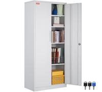 VEVOR Armadietto portaoggetti Armadietto portaoggetti in Acciaio con 2 Ante Magnetiche e 4 Ripiani Regolabili, Armadio 71'' Capacità di 200 libbre per Ripiano, per Ufficio, Casa, Garage, Nero