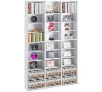 VEVOR Mobile Portaoggetti Multimediale 9 Ripiani Regolabili DVD 756 CD Bianco