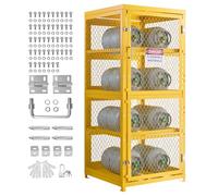 VEVOR Armadio Orizzontale 762 x 762 x 1785 mm per Bombole, Capacità 8, Gabbia per Propano a 4 Livelli, con Serratura e Chiavi, Acciaio al Carbonio Verniciato a Polvere Giallo, per Propano Ossigeno