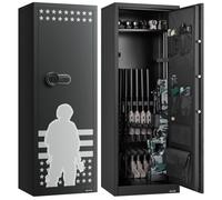 VEVOR Armadio per 10-12 Fucili, Cassaforte per Armi da Fuoco con 2 Modi per Chiudere Tastiera Numerica e Chiavi, con 3 Scomparti per Munizioni Rastrelliere Regolabili, Accesso Veloce