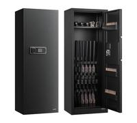 VEVOR Armadio per 6-8 Fucili, Cassaforte per Armi da Fuoco con 2 Modi per Chiudere Tastiera Numerica e Chiavi, con 3 Scomparti per Munizioni e 2 Supporti Regolabili, Accesso Veloce