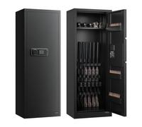 VEVOR Armadio per 6-8 Fucili, Cassaforte per Armi da Fuoco con 2 Modi per Chiudere Tastiera Numerica e Chiavi, con 3 Scomparti per Munizioni e 2 Supporti Regolabili, Accesso Veloce