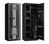 VEVOR Armadio per Armi Lungo per Fucili e Pistole, Cassaforte Ignifuga con 3 Scomparti per Munizioni 2 Ripiani Regolabili, Cassaforte per Armi con Chiave e Serratura a Combinazione