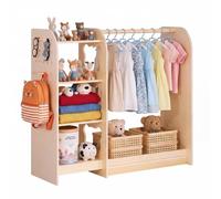VEVOR Armadio per Bambini con Specchio, Guardaroba Appendiabiti in Materiale Legno, Mobile Contenitore per Cameretta Stanza dei Giochi Camera da Letto Giocattoli Travestimenti Organizzazione Vestiti