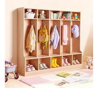 VEVOR Armadio Porta Cappotti Scarpe per Bambini 5 Scomparti, Armadietto per Bambini Guardaroba per Spazio Asilo Nido Scuola Materna Casa, 10 Piccoli Scomparti di Stoccaggio, Armadietto con Ganci