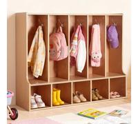 VEVOR Armadio Porta Cappotti Scarpe per Bambini 5 Scomparti, Armadietto per Bambini in Legno Guardaroba per Spazio Asilo Nido Scuola Materna Casa Area Ricezione Scolastica, Armadietto con Ganci