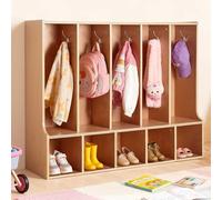 VEVOR Armadio Porta Cappotti Scarpe per Bambini 5 Scomparti, Armadietto per Bambini in Legno Guardaroba per Spazio Asilo Nido Scuola Materna Casa Area Ricezione Scolastica, Armadietto con Ganci