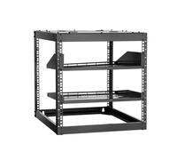 VEVOR Armadio Rack 10U a Telaio Aperto, Capacità di 68,04 kg, Rack di Rete da Parete o da Pavimento con Ripiani Ventilati, per Apparecchiature di Rete e Dispositivi AV, Nero Profondità 585 mm