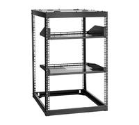 VEVOR Armadio Rack 16 U a Telaio Aperto, Capacità di 68,04 kg, Rack di Rete da Parete o da Pavimento con Ripiani Ventilati, per Apparecchiature di Rete e Dispositivi AV, Nero Profondità 585 mm