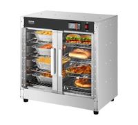VEVOR Armadio Scaldapiatti 850 W Scaldavivande a 4 Ripiani con Vassoio per Acqua, 4 Teglie, Doppia Porta in Vetro e Ripiani Regolabili, Armadio Scaldavivande in Acciaio Inox, per Conservare Pizza