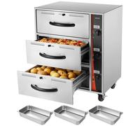 VEVOR Armadio Scaldavivande Elettrico Commerciale, Armadio Scaldapiatti in Acciaio Inox 3 Cassetti, Intervallo di Temperatura 30-85 °C, per Ristorante, Buffet di Hotel, Panetterie, Catering