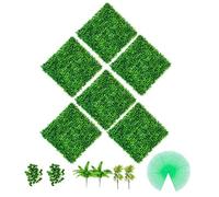 VEVOR Artificiale Pannello da Siepe di Bosso 6 Pezzi da 50,8 x 50,8 cm, Siepi Artificiali, Recinzione Artificiale Bosso, Edera Finta Effetto Realistico Decorazione Plastica Verde, Spessore da 4 cm